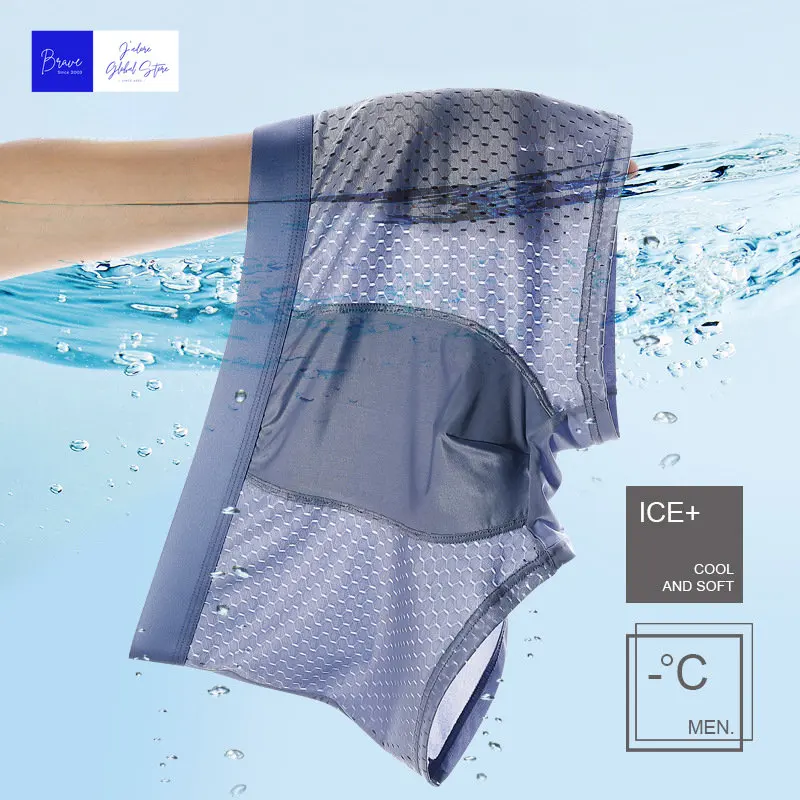 1 Pc Graphene Men Underwear Panty Man Boxer Shorts AAA Antibacterial Ice Silk Panties Mesh Underpants Breathable Briefs Men