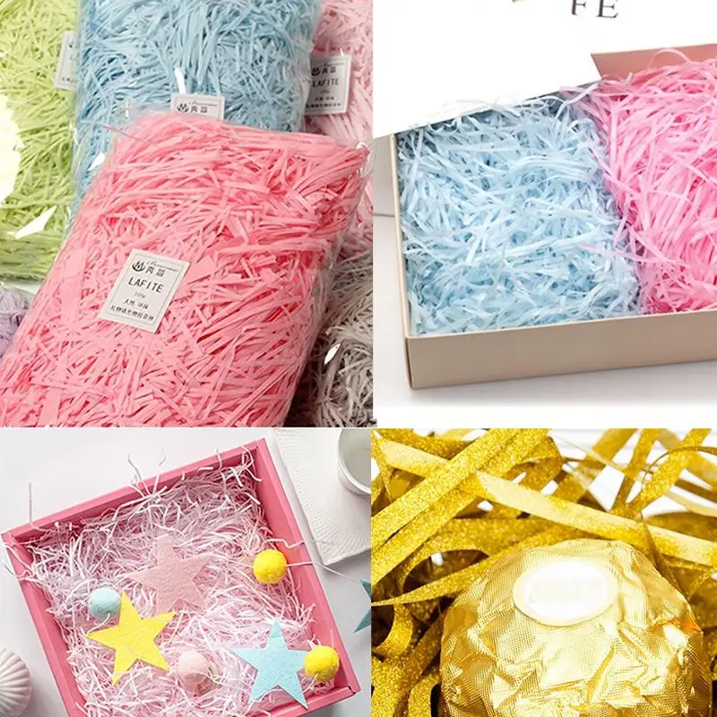 50g/Bag Raffia Shredded Paper Filler Colorful Raffia Straw For Filling Gift Box Wedding Party Gift Packaging Decoration