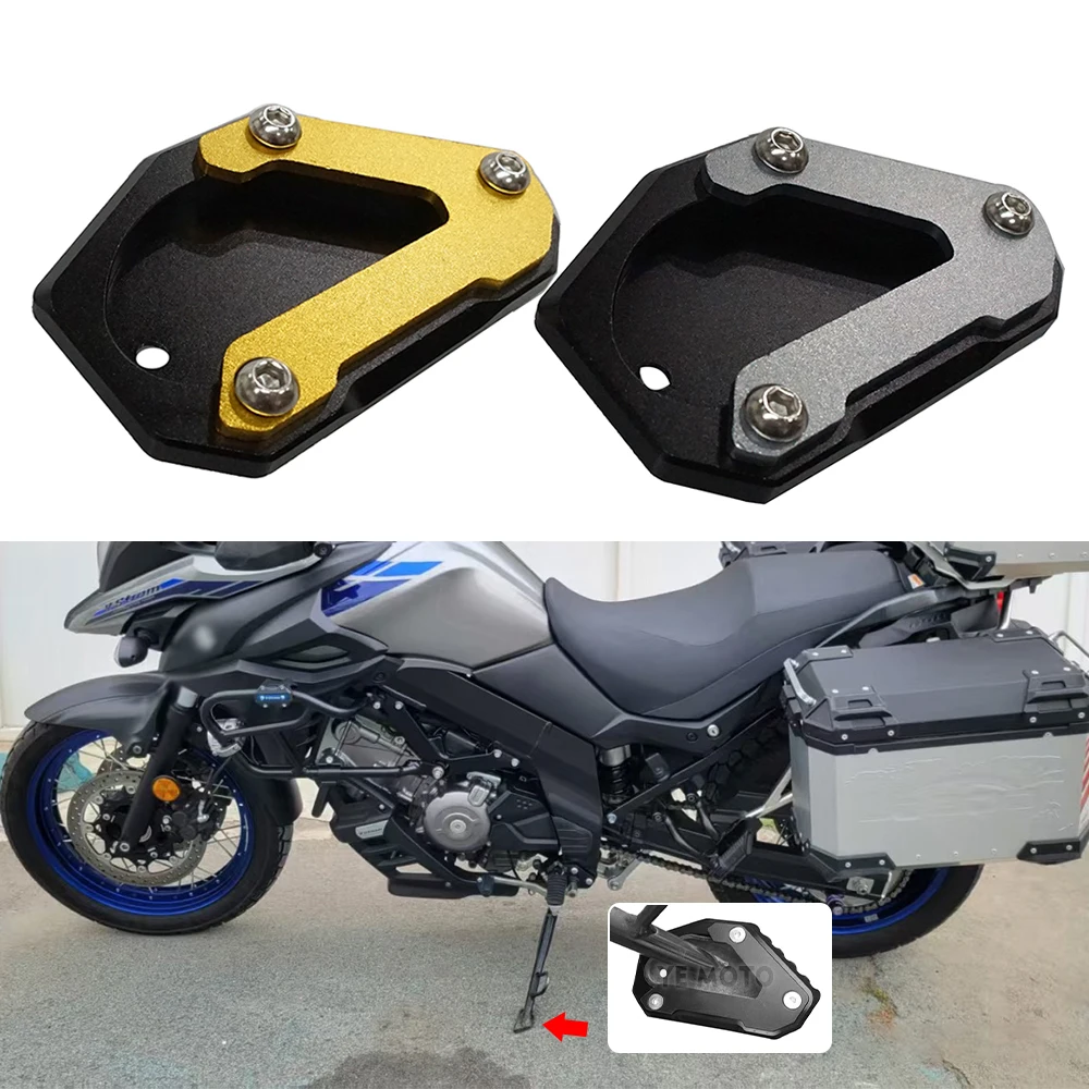 Motorcycle Kickstand Foot Side Stand Extension Pad Support Accessories For SUZUKI V-STROM 650/XT VSTROM 650 DL650 2004 - 2024