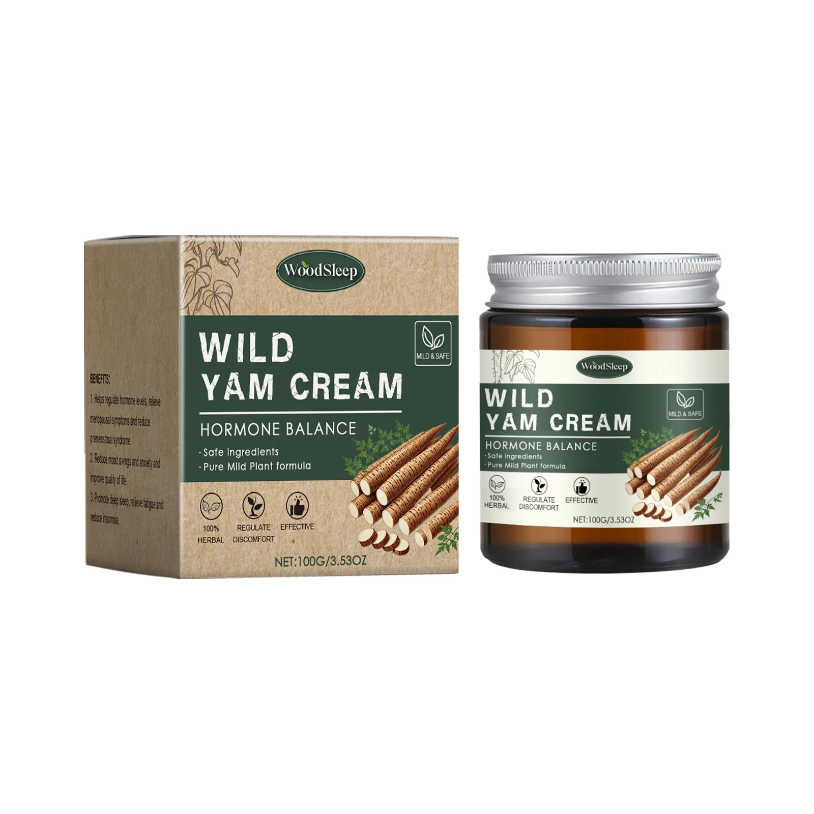 

Wild Yam Natural Balancing Cream – Plant-Based Hormone Support for Women, 100g/3.53oz Gentle Formula"