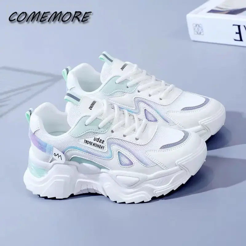 Scarpe da donna 2024 New Fashion Mesh traspirante All-match scarpe Casual stringate scarpe con plateau femminili Sneakers donna Zapatos Mujer