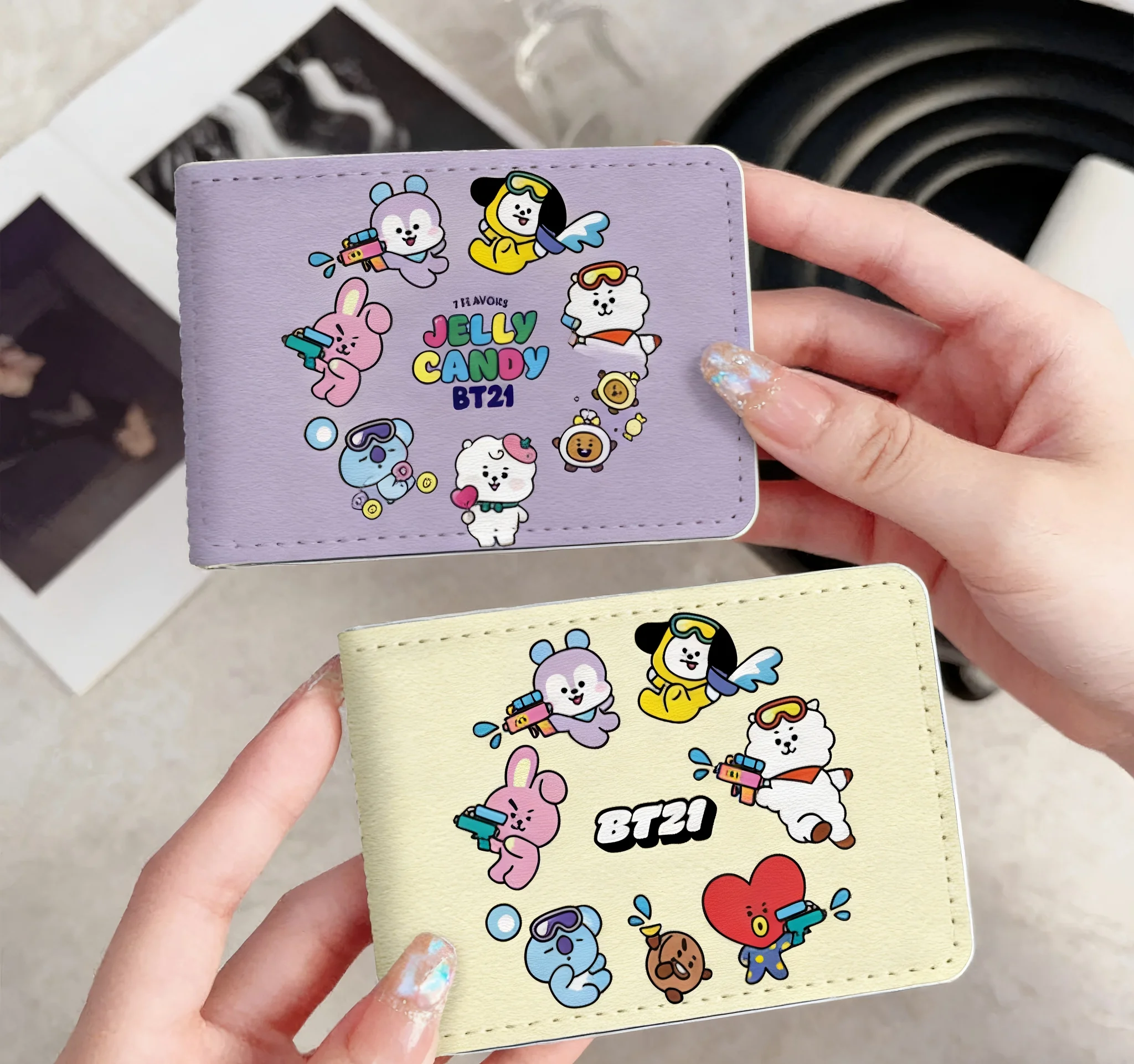 

BT21 cartoon certificate protective cover,Chimmy Cooky Koya Shooky Tata anime merchandise,leather material,card ,creative gift