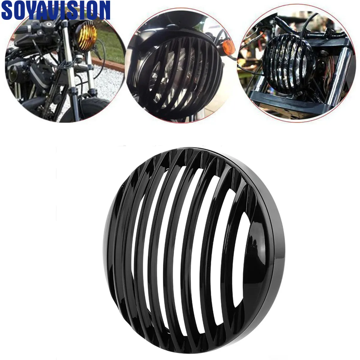 

Black 5 3/4" 5.75 Inch Motorcycle LED Headlight Grill Cover Protector For Harley Sportster XL883 XL1200 XL1200X X48 2004-Up