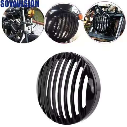 Black 5 3/4" 5.75 Inch Motorcycle LED Headlight Grill Cover Protector For Harley Sportster XL883 XL1200 XL1200X X48 2004-Up