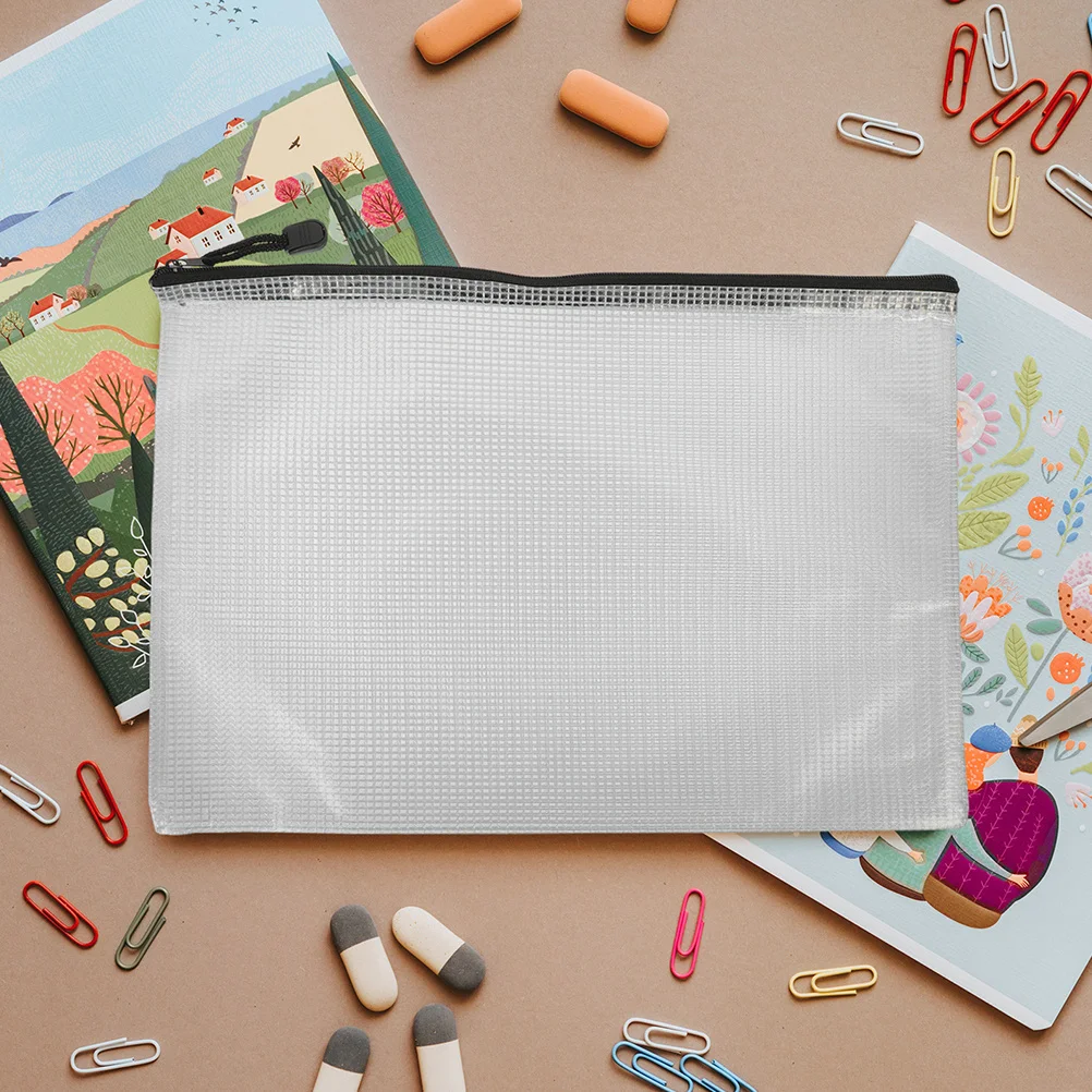 

15Pcs Black Zipper Bag Clear Mesh File Pouch Dirt Resistant Zipper Storage Bag for Papers Documents Cosmetics Office Education