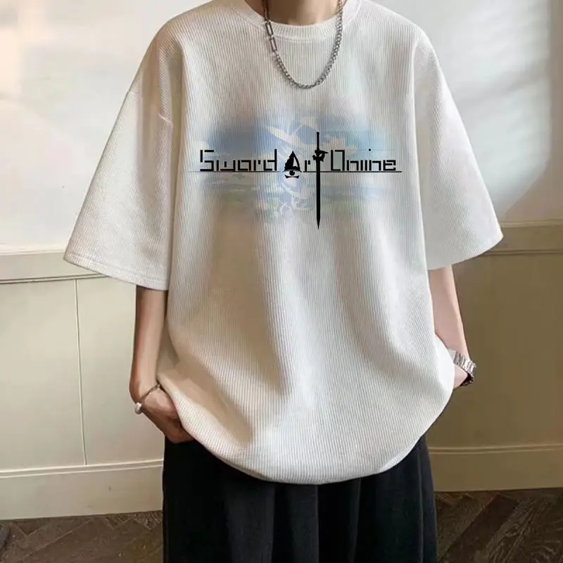 

Sword Art Online Anime Peripheral T-shirt Asuna Kirito O-Neck Short Sleeve Summer Top Tee Fashionable Birthday Gift