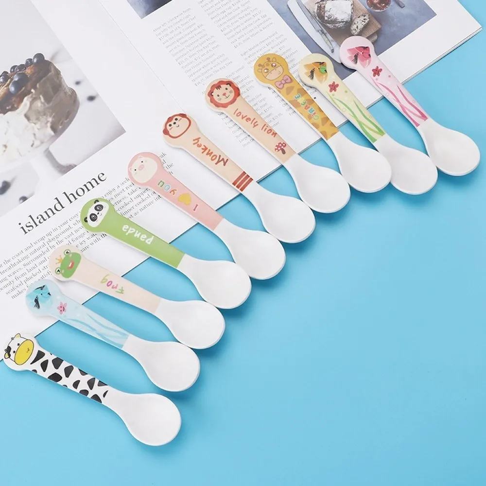 Cute Cartoon Pattern Bamboo Fiber Soup Spoon Children's Baby Kids Food Solid Food Feeding Tableware Cutlery