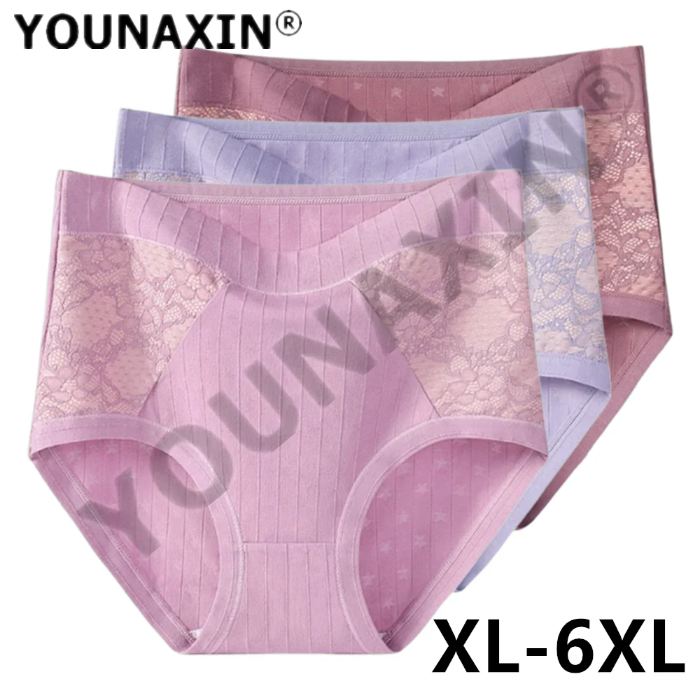 3 Pieces Women Big Size Briefs Lingerie Undies Underwear Cotton Large High Waist Breathable Panties XL 2XL 3XL 4XL 5XL 6XL