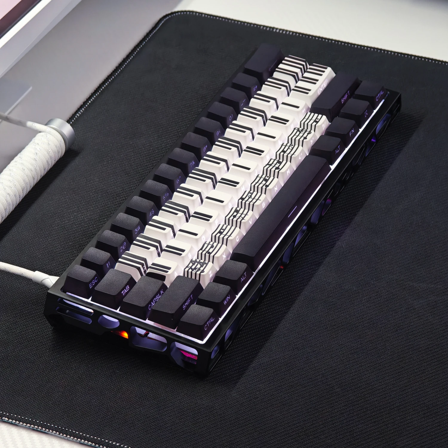 98 Keys Sky City Keycap Side Engraved Light-transmitting Wooting Keycap Ace60 Original Height 65 68 75 87