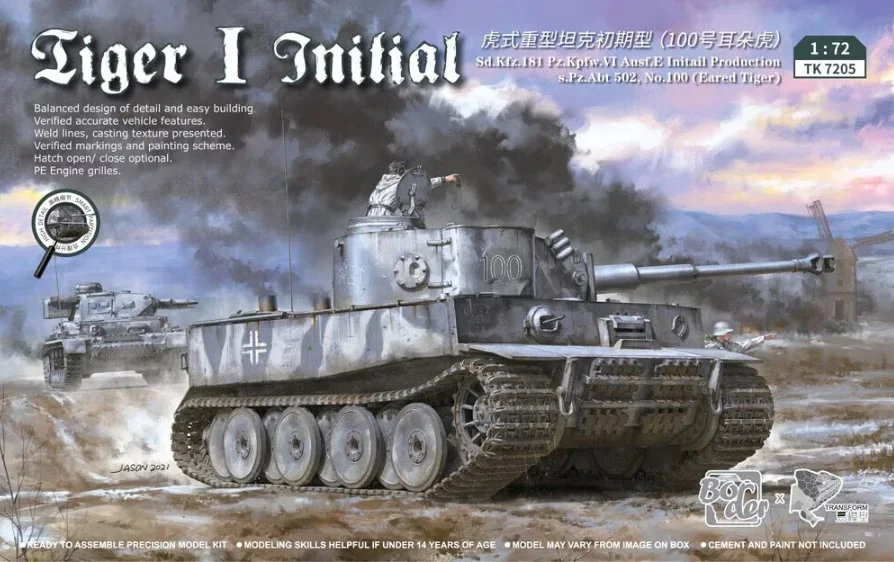 

BORDER TK7205 Tiger I Initial Sd. Kfz.181 Pz.pfw.VI Ausf. E Initial Production s. Pz. Abt 502, No.100 (Eared Tiger) 1/72