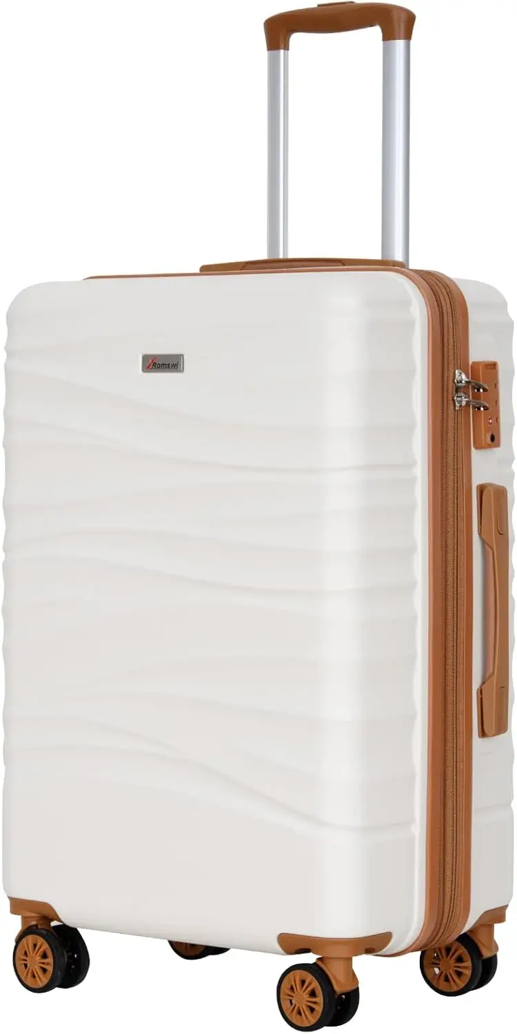 

Romswi 26" Medium Checked Luggage, Expandable Checked-Medium Hardshell Suitcase with Double Spinner Wheels for 20% More Space,