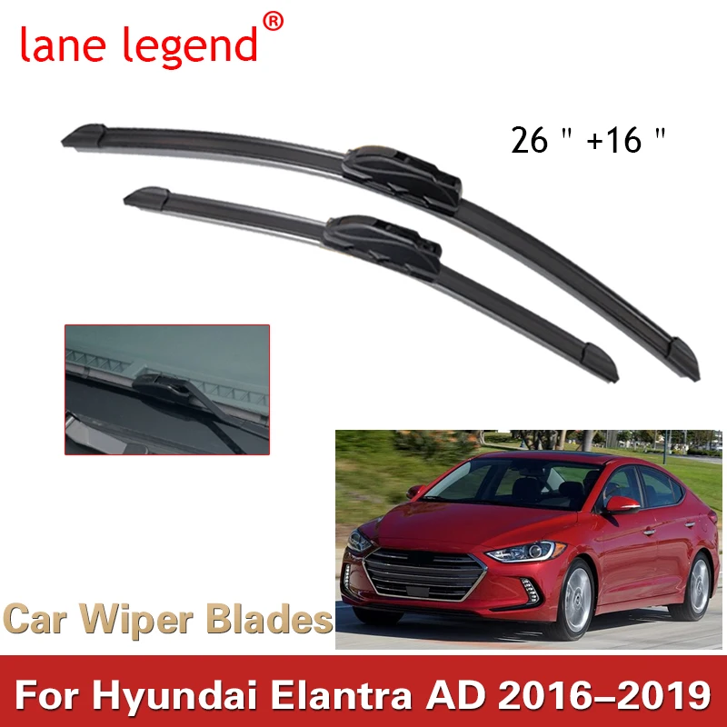 For Hyundai Elantra AD 2016 2017 2018 2019 Windshield Windscreen Front Wiper Blades Brushes Cutter Accessories U J Hook 26