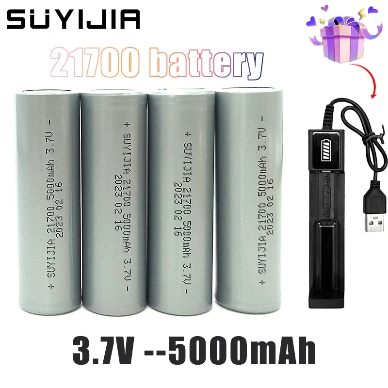 New 3.7V 5000mAh 21700 Battery Lithium Liion Rechargeable Batteries for Camera Flashlight Microphone Shaver Toys Power Batteria