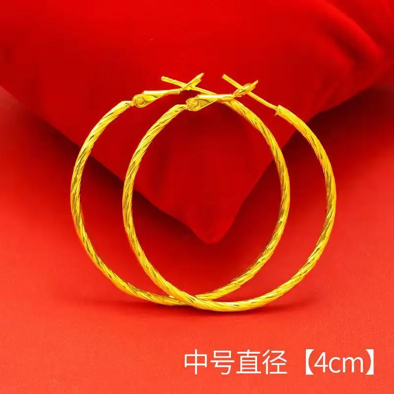 

Women's 24K Gold AU999 Bold Large Hoop Earrings | Vine-wrapped hoops with mother-of-pearl inlay, daily stylish