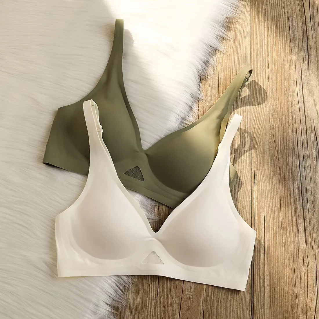 Nahtloser BH für Damen, Push-Up-Bralette mit Polstern, U-förmiger Rücken, bügellose Unterwäsche, Mesh-Splice, atmungsaktiv, V-Ausschnitt, sexy Dessous, S-XL – Detail 3