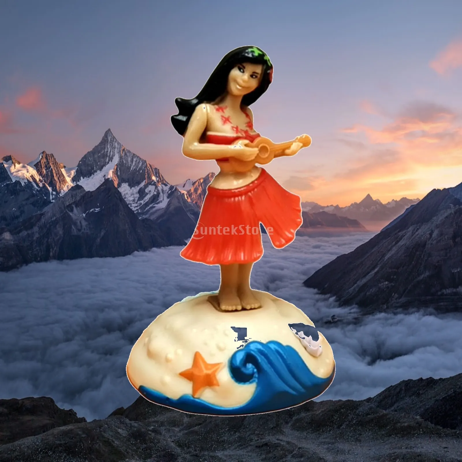 Solar Powered Hawaiian Dancer Girl Dashboard Figurine Car Bobblehead Decoration ABS Plastic Miniature Lady Shaking Ornament for