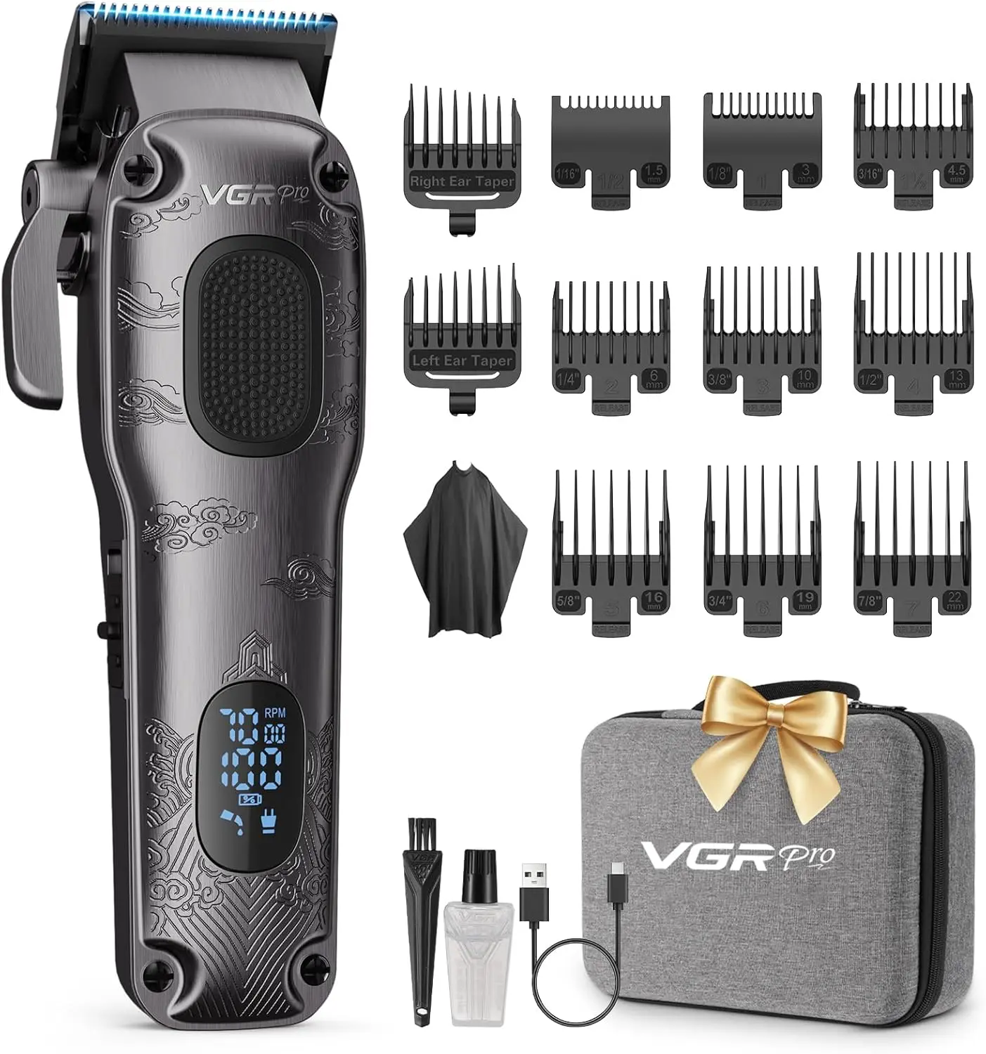 

Профессиональные беспроводные и проводные машинки для стрижки волос для мужчин, электрический набор для ухода за волосами с LED-дисплеем и чехлом, идеально подходит для домашнего и парикмахерского использования.