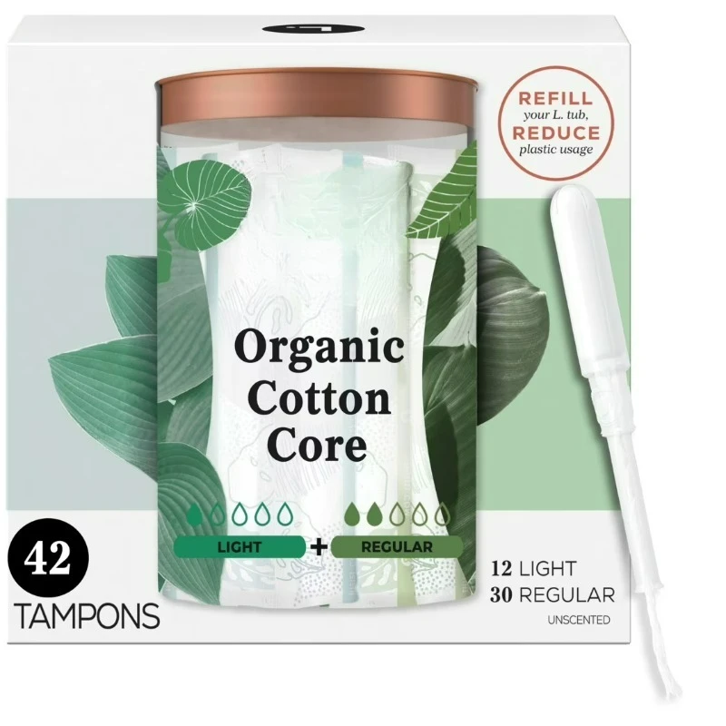 

Органические хлопковые тампоны с легкой/средней впитываемостью, 42 шт.