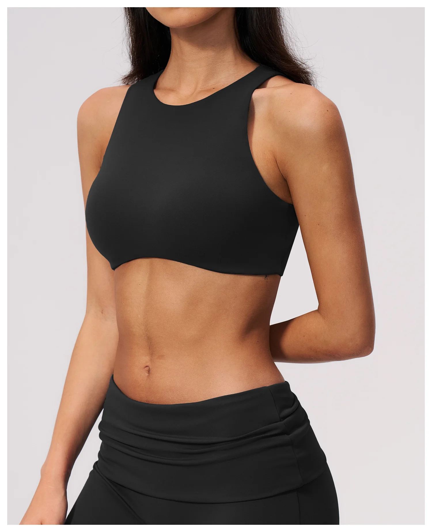 Damen Sport-BH mit Rückenausschnitt, Stoßdämpfend, Push-Up, Schnelltrocknend, Einfarbig, für Fitness, Laufen und Yoga – Detail 28