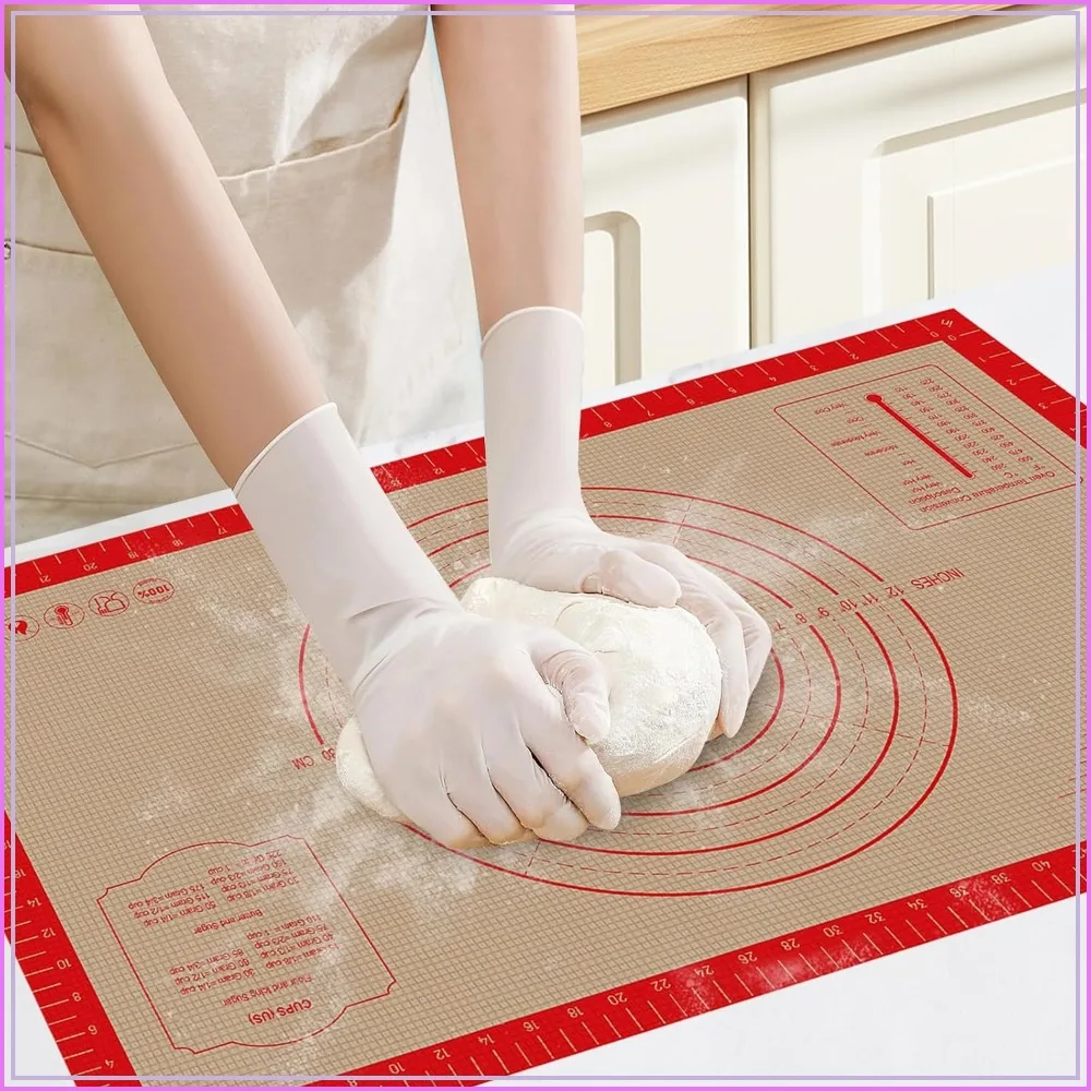 0.7mm Non Slip Silicone Pastry Mat 26x16 inch with Measurements for Baking