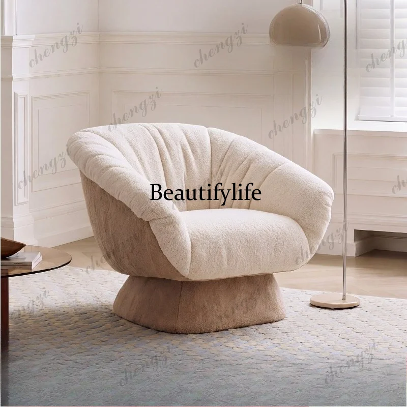 French minimalist art shell sofa single chair household living room single fabric sofa chair