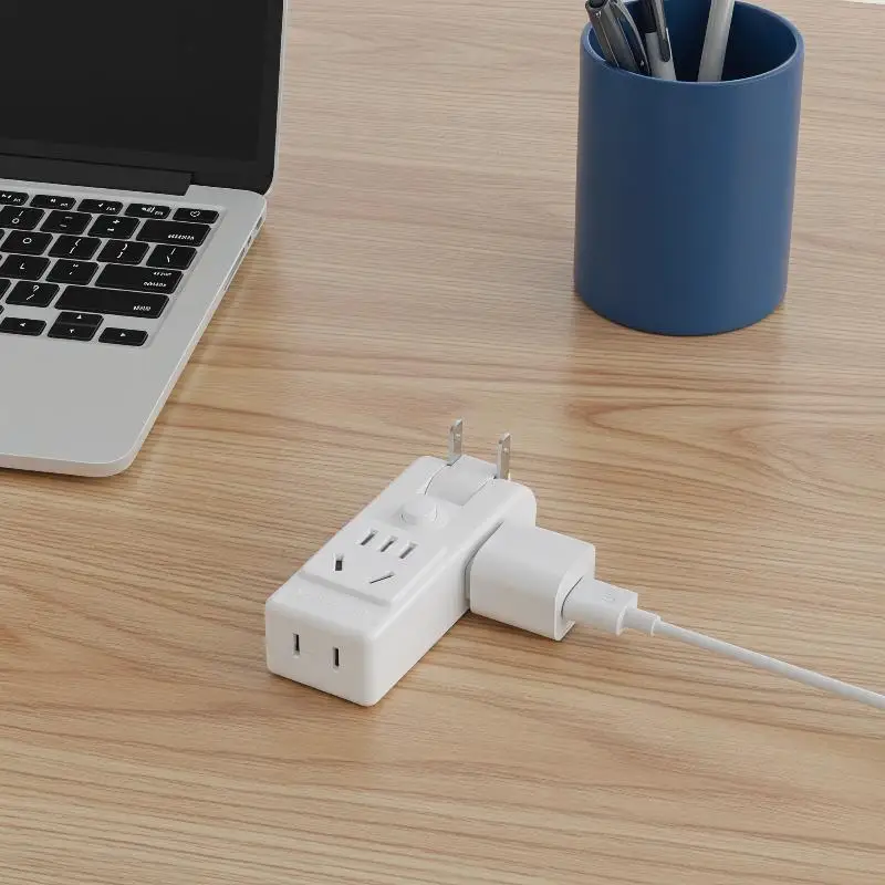 HOT!Two Prong Wall Outlet Expander 180° Rotation Master Switch Safety Door for Home Office Apartment