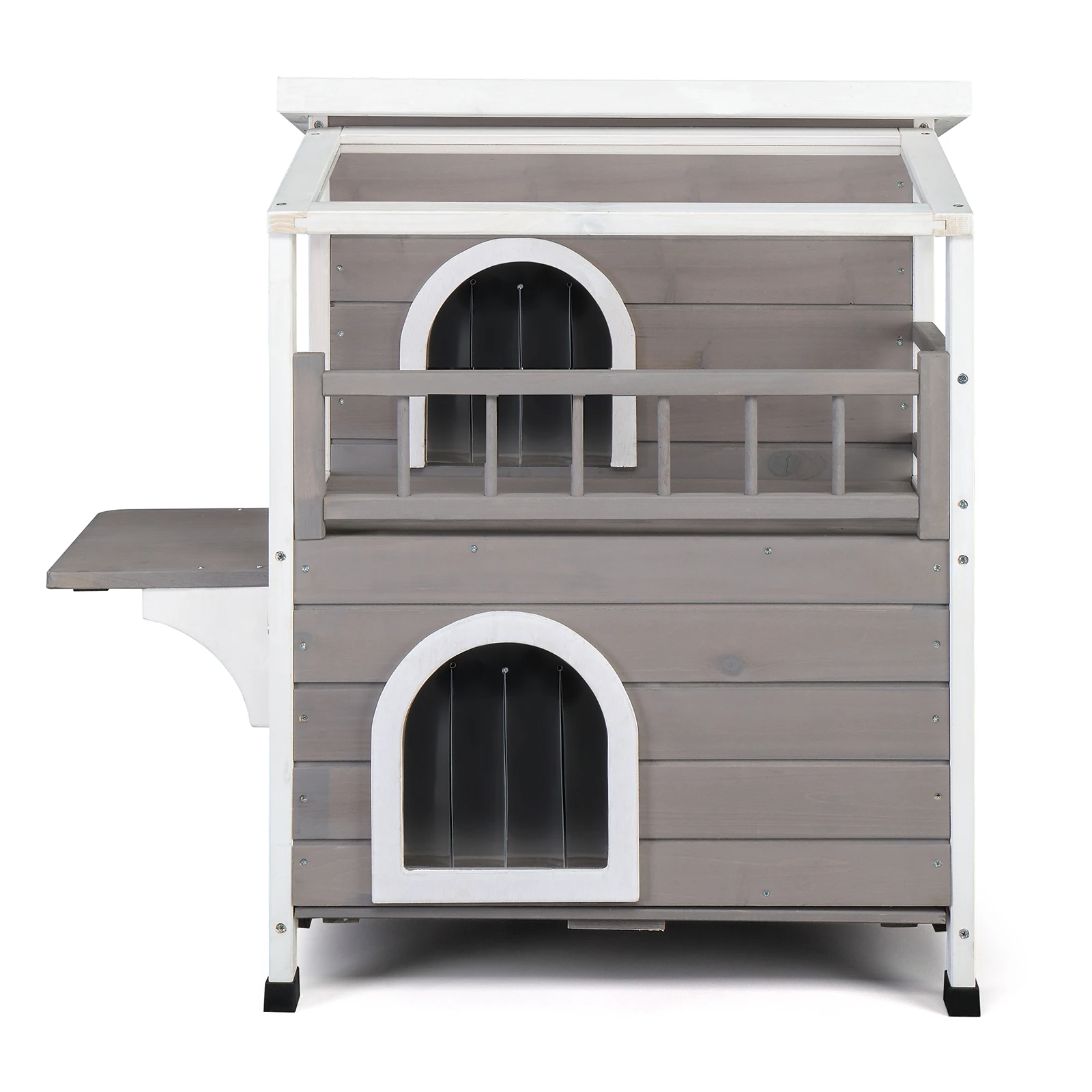 

Grey black roof waterproof felt roof acrylic board double-layer double door with skylight springboard cat house