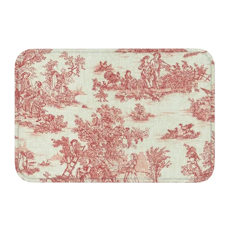 Navy Blue Pattern Toile De Jouy Door Mat Anti-Slip Kitchen Bathroom Garden Floor Entrance Rug Living Room