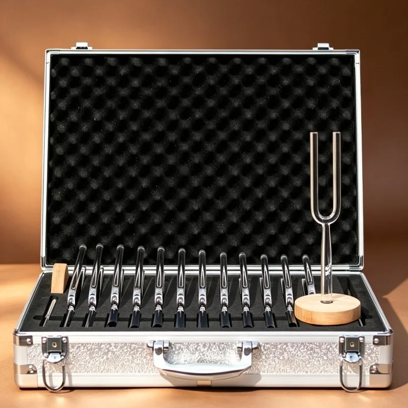 Crystal Tuning Fork Set 8/13Pcs Medical Tuning Forks Sound Healing Meditation Transparent Chakra Percussion Instruments with Box