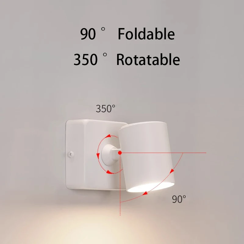 Lampada da parete a LED di ricambio Lampadina GU10 Faretto Lampada da lettura moderna semplice bBdroom accanto alle luci spot Colore bianco nero Foco