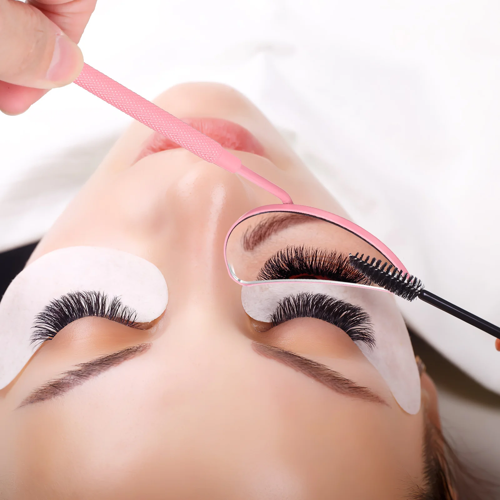 

2Pcs Salon Eyelash Extension Mirror Professional Handheld Lash Check Mirror Smooth Glass Surface Ergonomic Non-Slip Handle