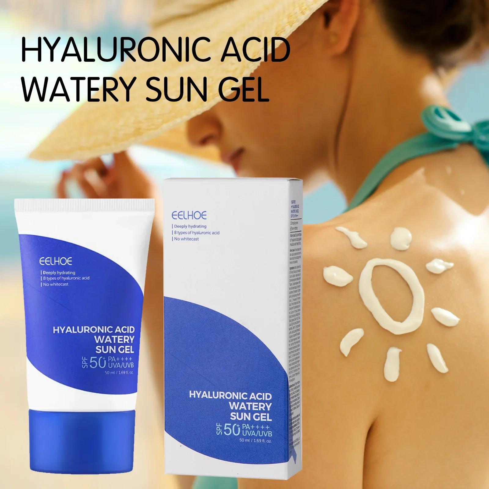 

Eelhoe Hyaluronic Acid Moisturizing Protective Gel Summer Outdoor Anti-Ultraviolet Moisturizing Refreshing Not Oily Sunscreen