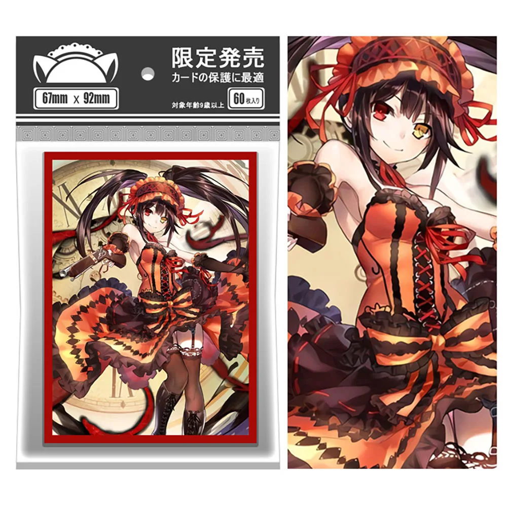 60PCS 67*92mm Tokisaki Kurumi Anime Card Sleeves Foil Board Game Trading Card Protector for PKM/MTG Holiday Gift