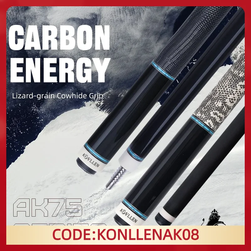 

KONLLEN Pool Cue with Professional pool cues Carbon Fiber Shaft 11.8/12.5mm Tip Real Inlay billar for Billiard Cue