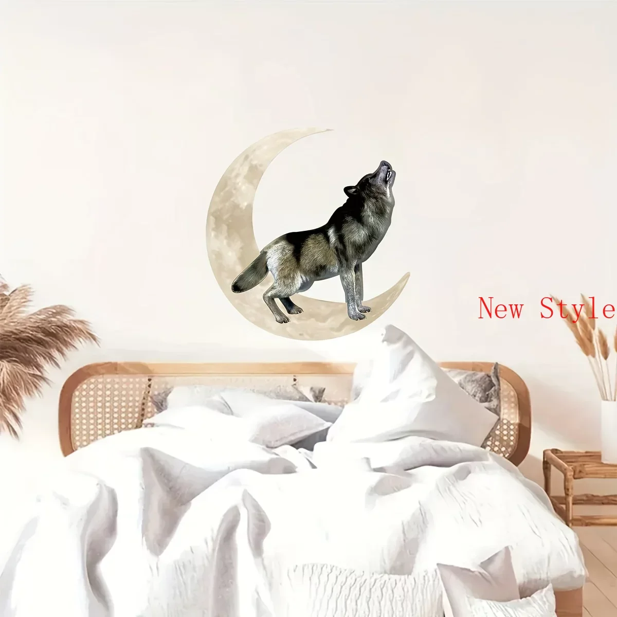 

Wolf on Moon Metal Home Art Wall Sticker Livingroom Outdoor Home Bedroom Metal Wall Hanging Decoration Background Metal Iron Hom