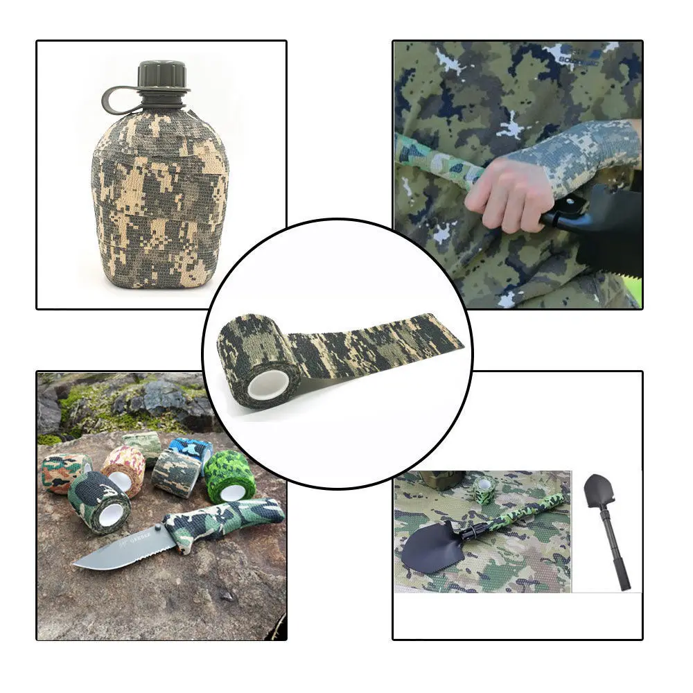 

Tactical Camouflage Stretchable Elastic Bandage Self-adhesive Hunting Accesory Multicam Jungle Disguise Wrap Tape Stretch Cover