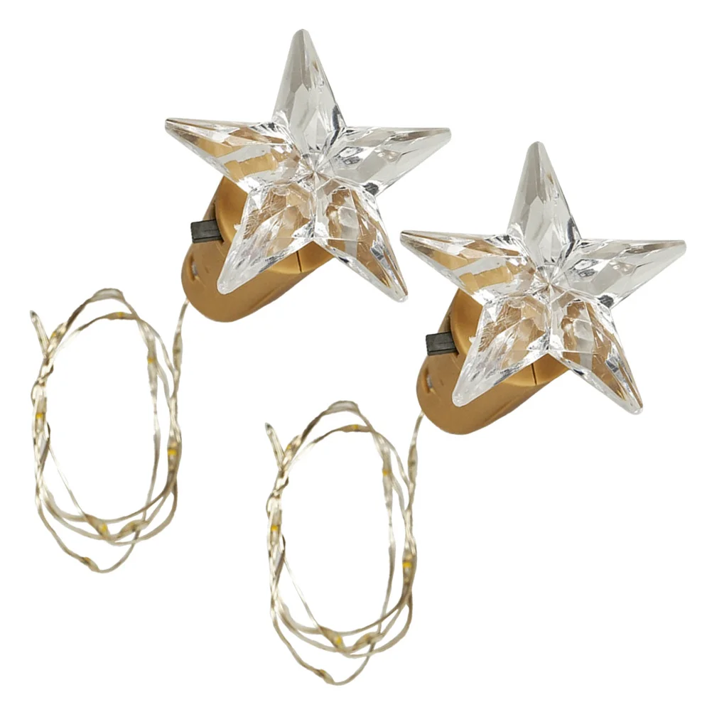 2 قطعة سلسلة أضواء الفلين النبيذ تعمل الأسلاك النحاسية الزخرفية على شكل نجمة زجاجة أضواء الفلين للمنزل حديقة شرفة #3