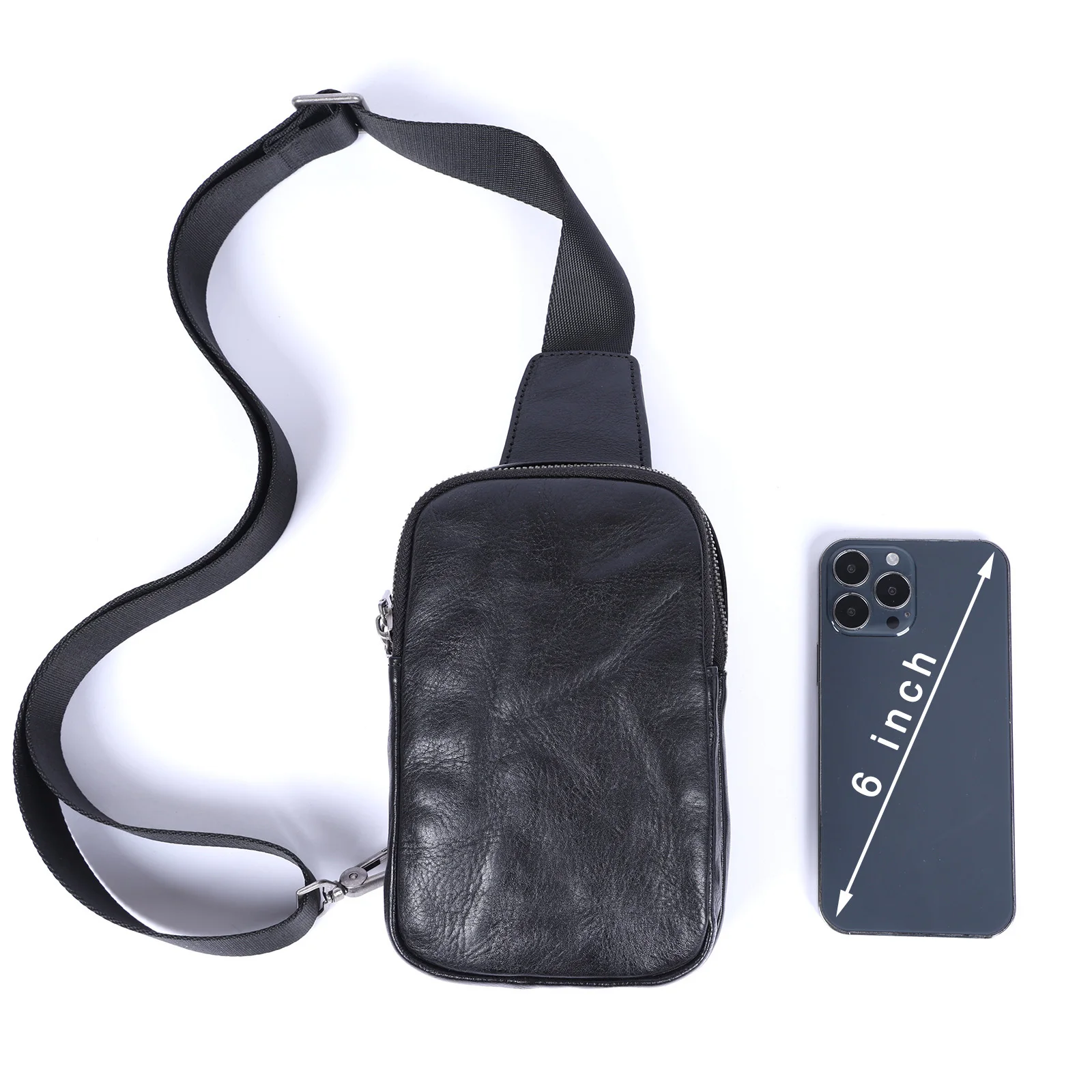 S.WORKER Echtes Leder Herren Casual Brusttasche Mini 7 Zoll Rindsleder Umhängetasche Modische Pflanzlich Gegerbte Leder-Handytasche – Detail 10