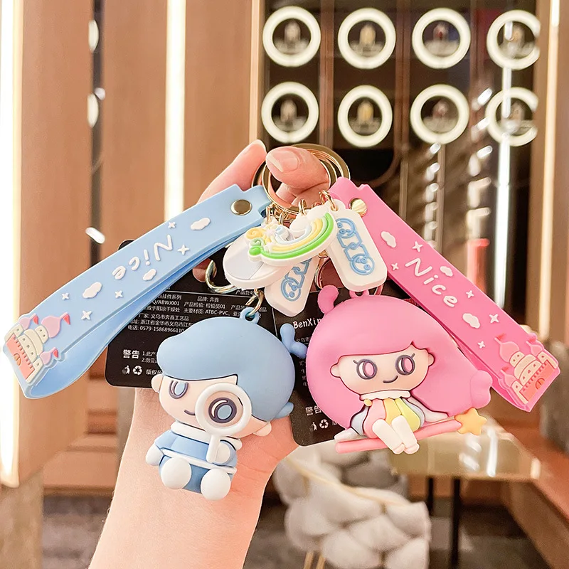 Ciondoli portachiavi Miniso, ciondoli per bambole di coppia femminile carini e squisiti, portachiavi per autolavaggio, ciondoli per borse