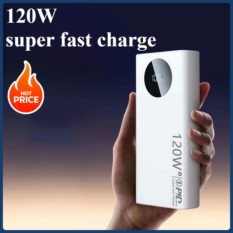 120W 10000mAh High Capacity Power Bank Fast Charging Powerbank Portable Battery Charger for IPhone Samsung Huawei 2025New