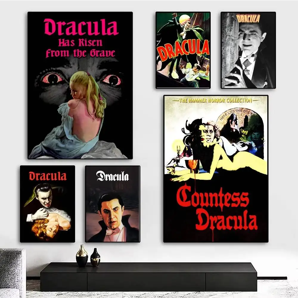 1pc Movie Retro Horrible Dracula Poster Sticker Print Waterproof Wall Art For Living Room Bedroom Home Decor