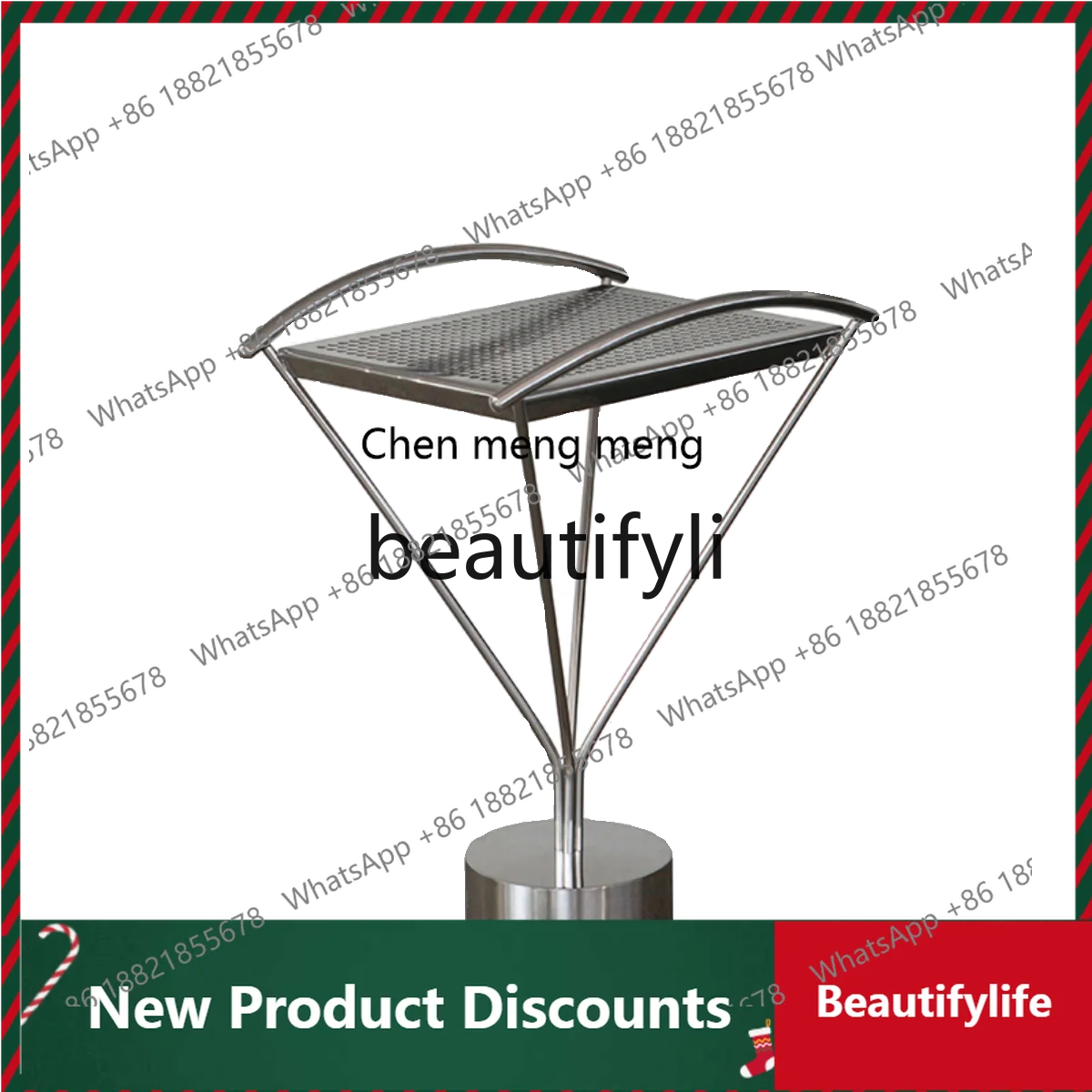 

X Stainless Steel Side Table Modern Minimalist Coffee Table Bedside Table for Homestays and Cafes