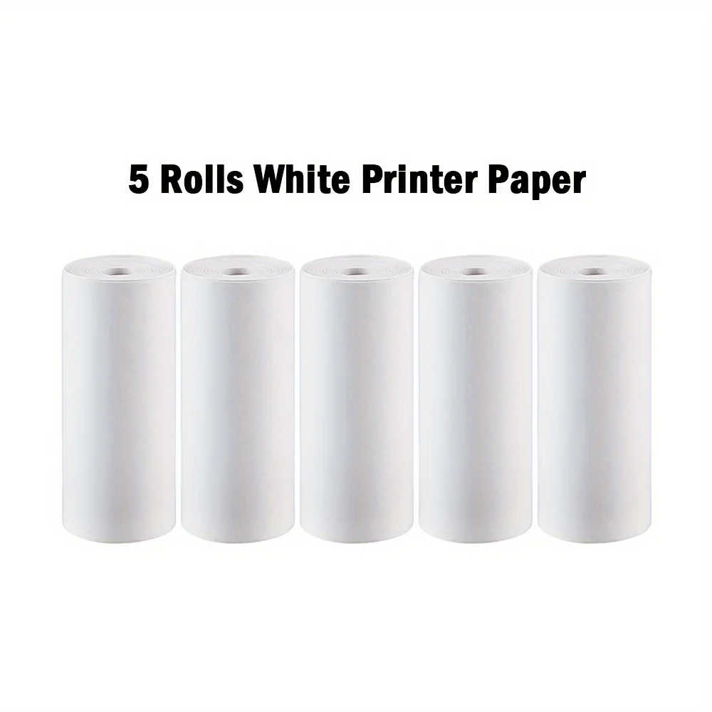 5 Rolls White Matte Thermal Paper 57mm 70gsm Biodegradable Refills for Mini Printers & Ink-Free Cameras, Eco-Friendly Photo Roll