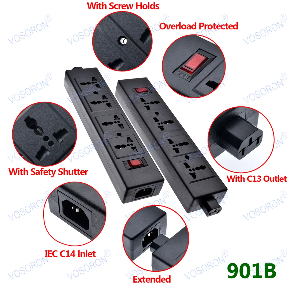PDU Power Strip Extended for laboratory Overload Protector ,with safety Shutter Universal Outlet extend with IEC320 C13 Outlet