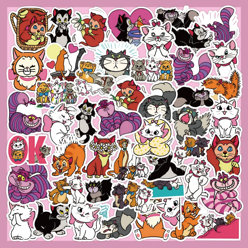 10/30/60PCS Disney Collection Cheshire cat Marie Cat Sticker DIY Guitar Laptop Luggage Skateboard Graffiti Decals Fun for Kid