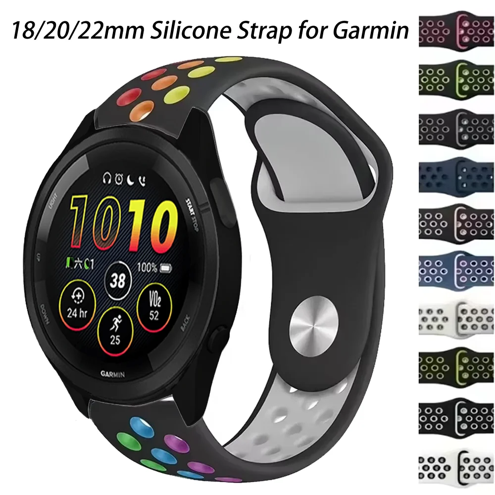 

20/22/18mm Silicone Strap for Garmin Active 5/Vivoactive 6 5 Bracelet Band for Garmin Forerunner 55 165 265 255S 265S/Venu 3/3S