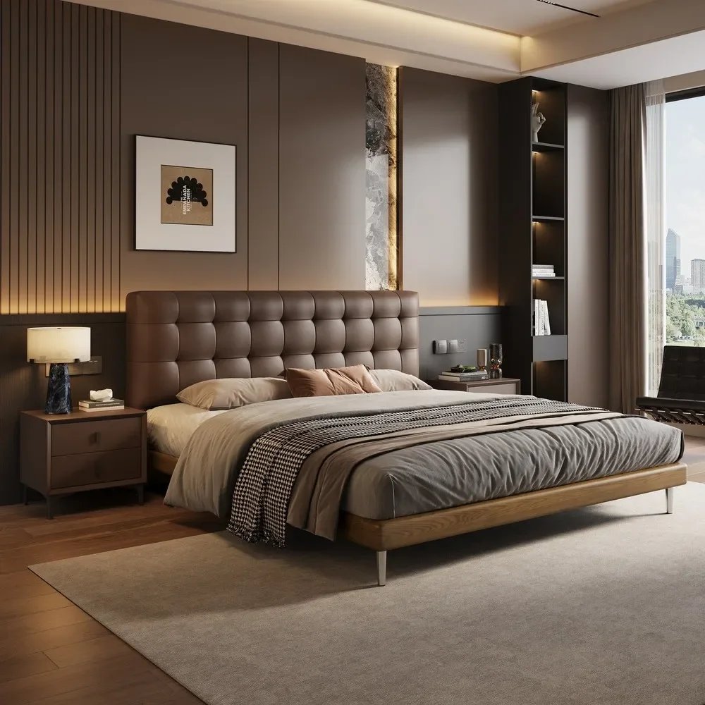 Vintage, Letto in Pelle, Doppio, Medievale, Waffle, Arte in Pelle