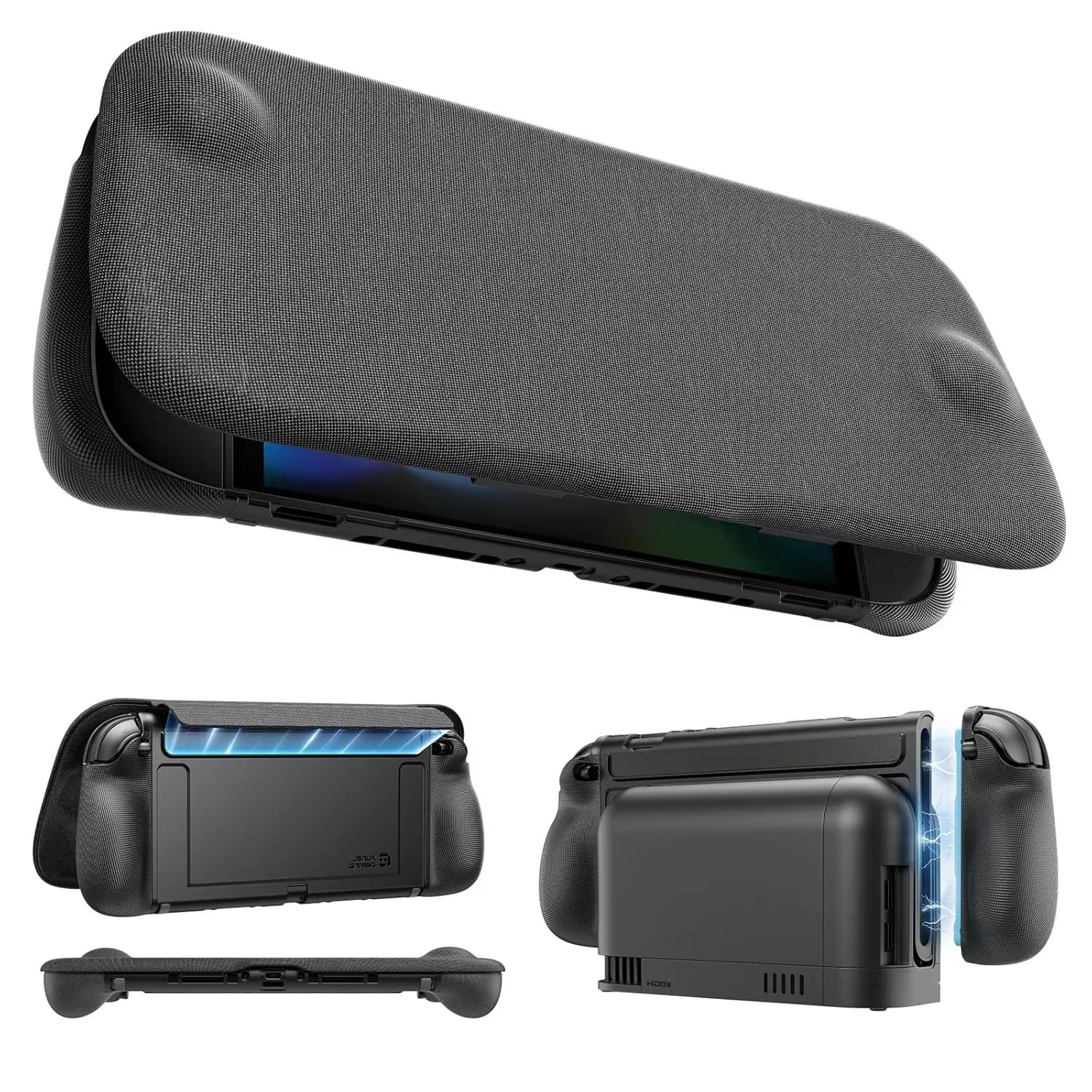 Split Protective Case for Switch 2, Slim Magnetic Detachable Front Cover, Dock Compatible, Ergonomic Anti-Slip Grips Shell