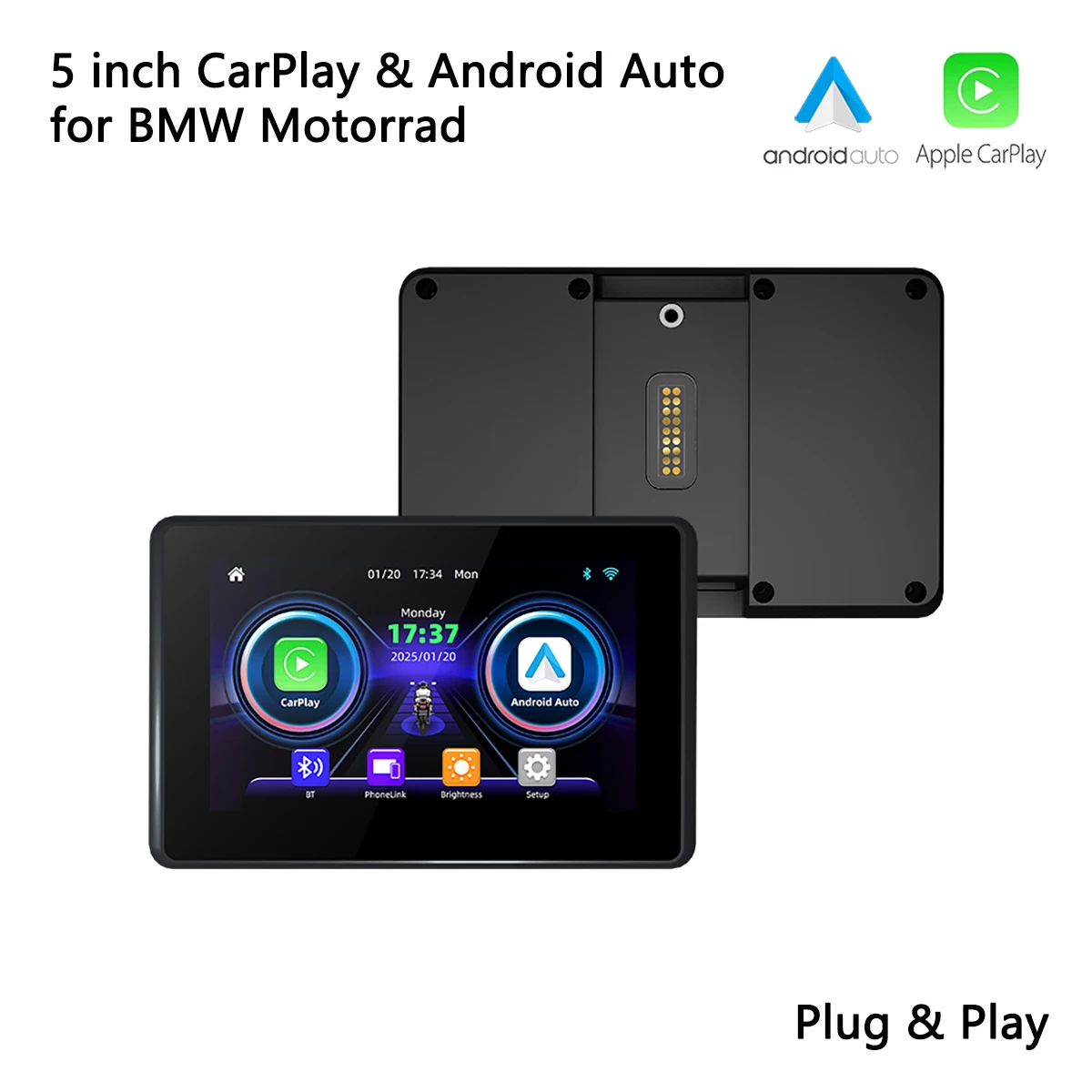 

5 inch Portable CarPlay Android Auto Screen for BMW Motorrad