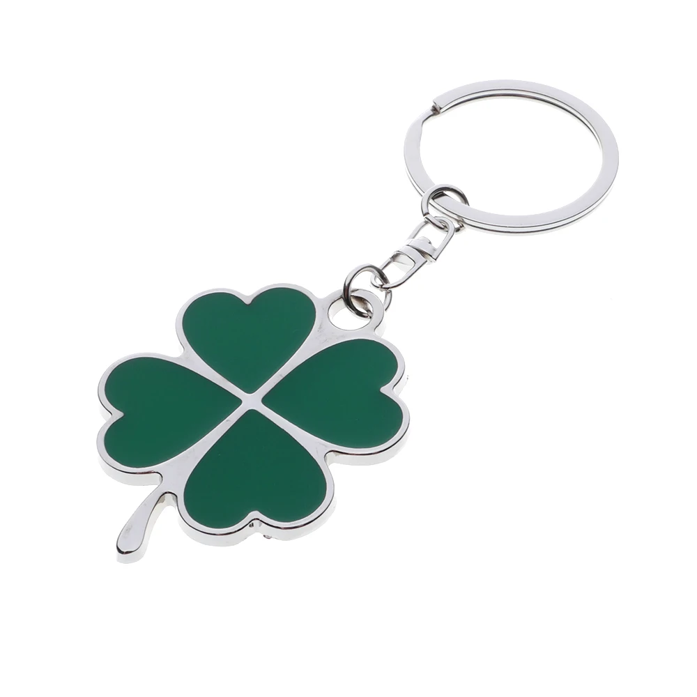 Simple New Niche Green Leaf Keychain Fashion Creative Exquisite Four-leaf Clover Lucky Keychain Key Ring Holiday GiftAccessories